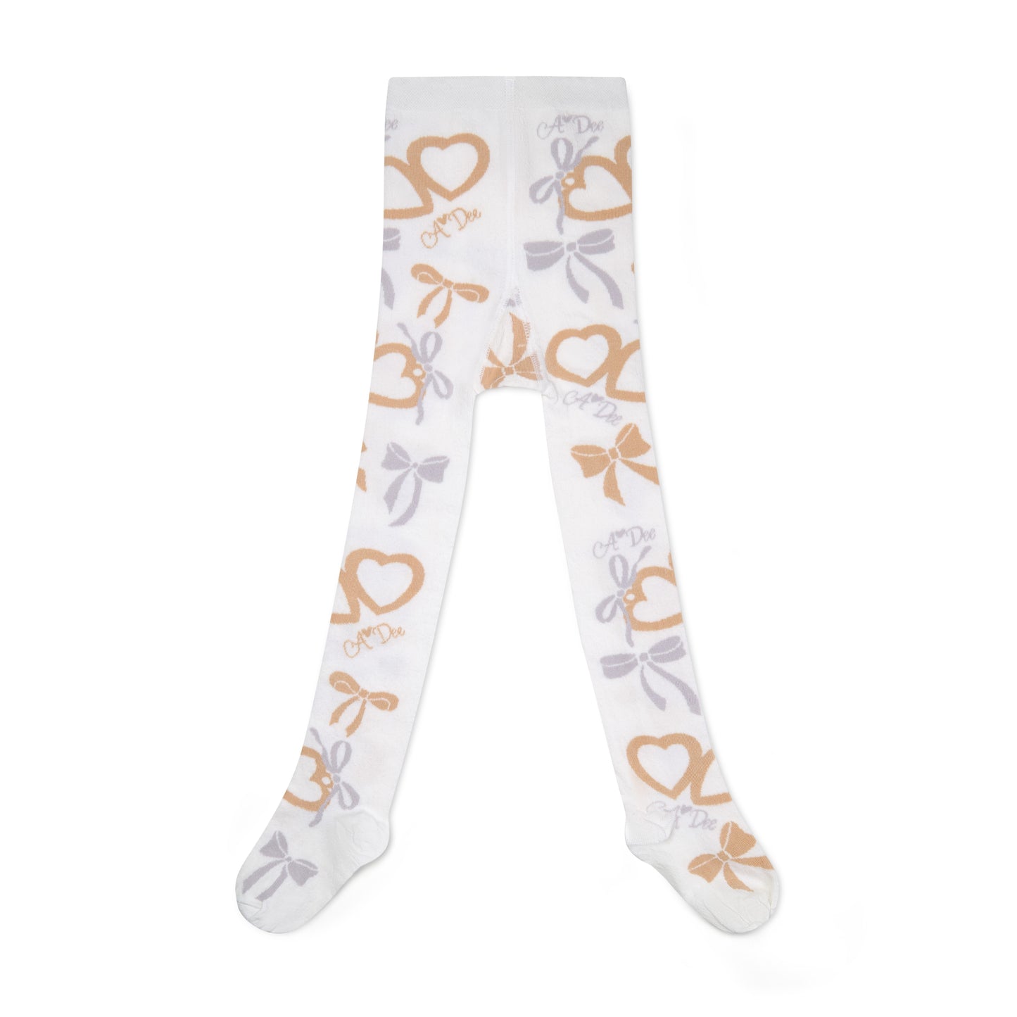 A Dee Britney Cream Bow Print Tights