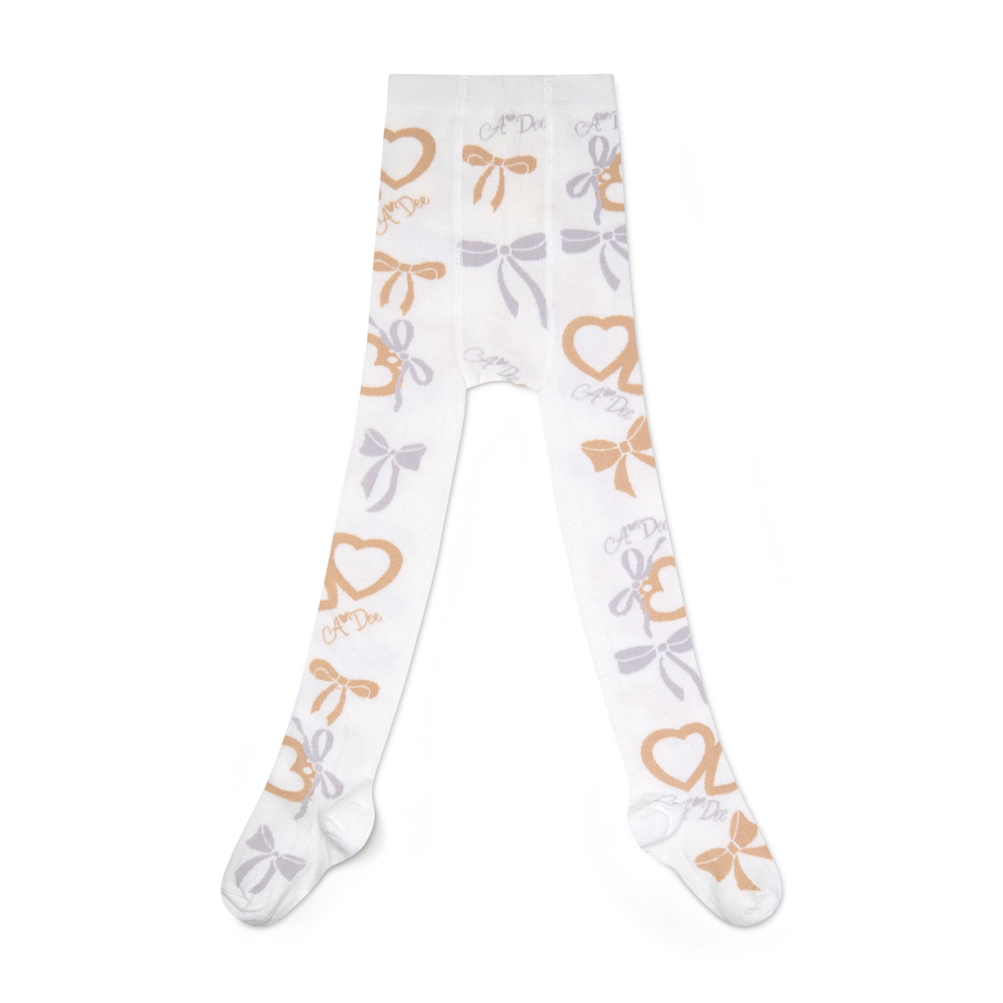 A Dee Britney Cream Bow Print Tights