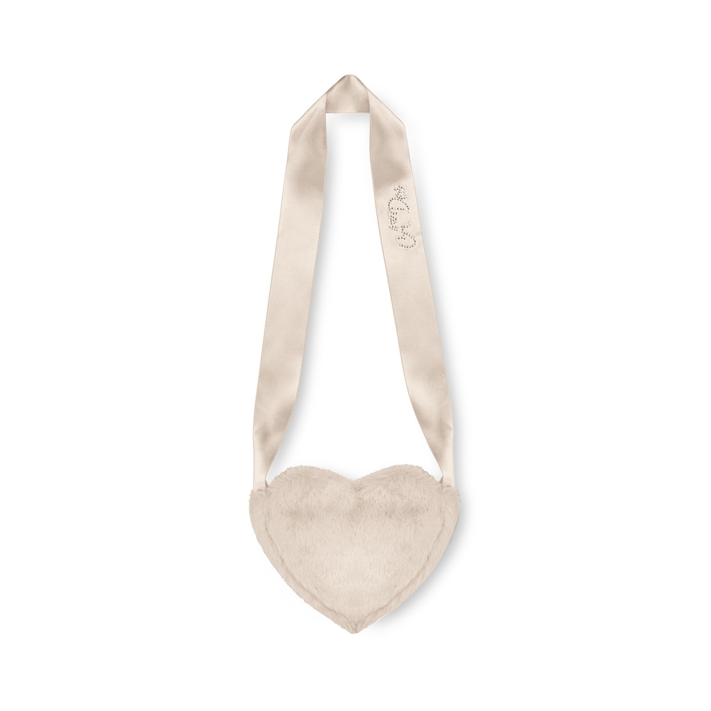 A Dee Alma Beige Faux Fur Heart Handbag