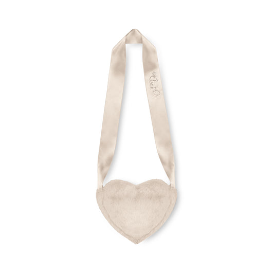 A Dee Alma Beige Faux Fur Heart Handbag