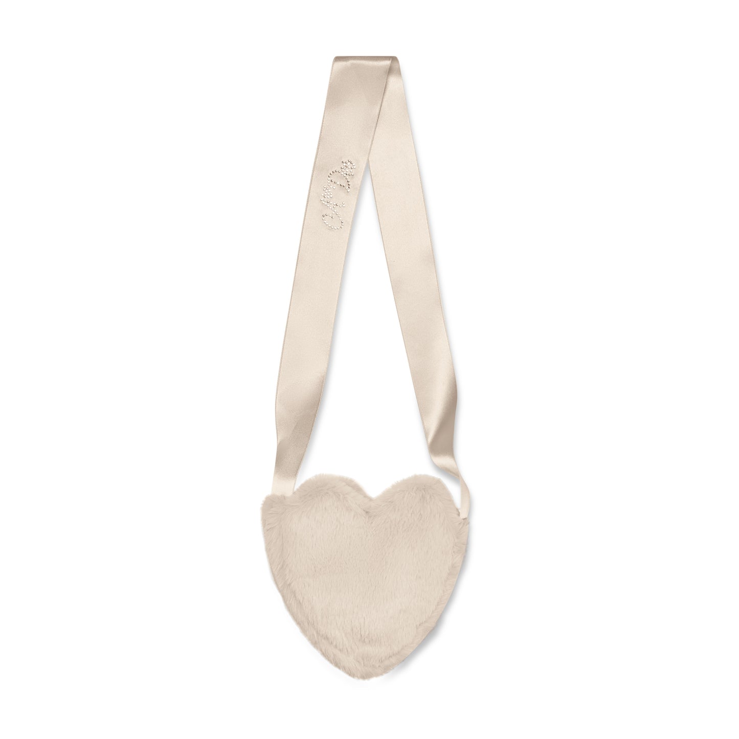 A Dee Alma Beige Faux Fur Heart Handbag