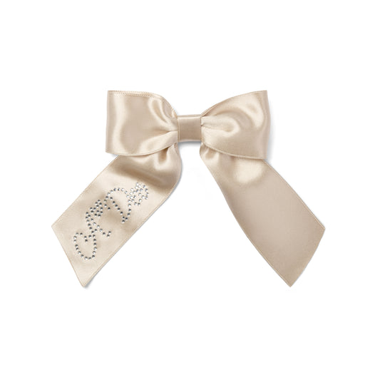 A Dee Ariah Beige Satin Hairbow