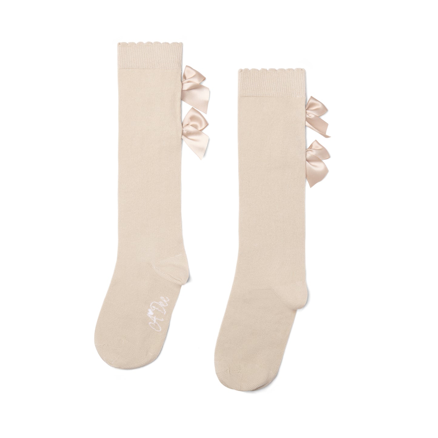 A Dee Ariel Beige Bow Knee Socks
