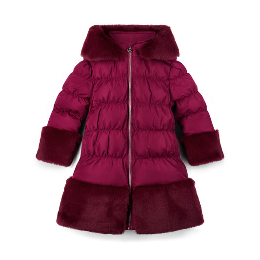 A Dee Aurora Deep Cherry Faux Fur Coat