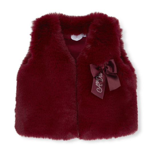 A Dee Anna Deep Cherry Faux Fur Gilet