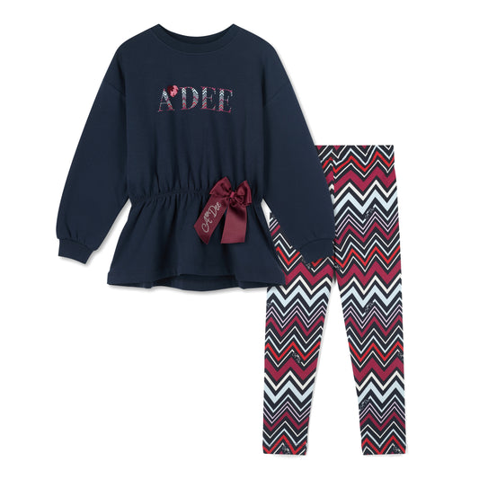 A Dee Celine Navy Chevron Print Legging Set