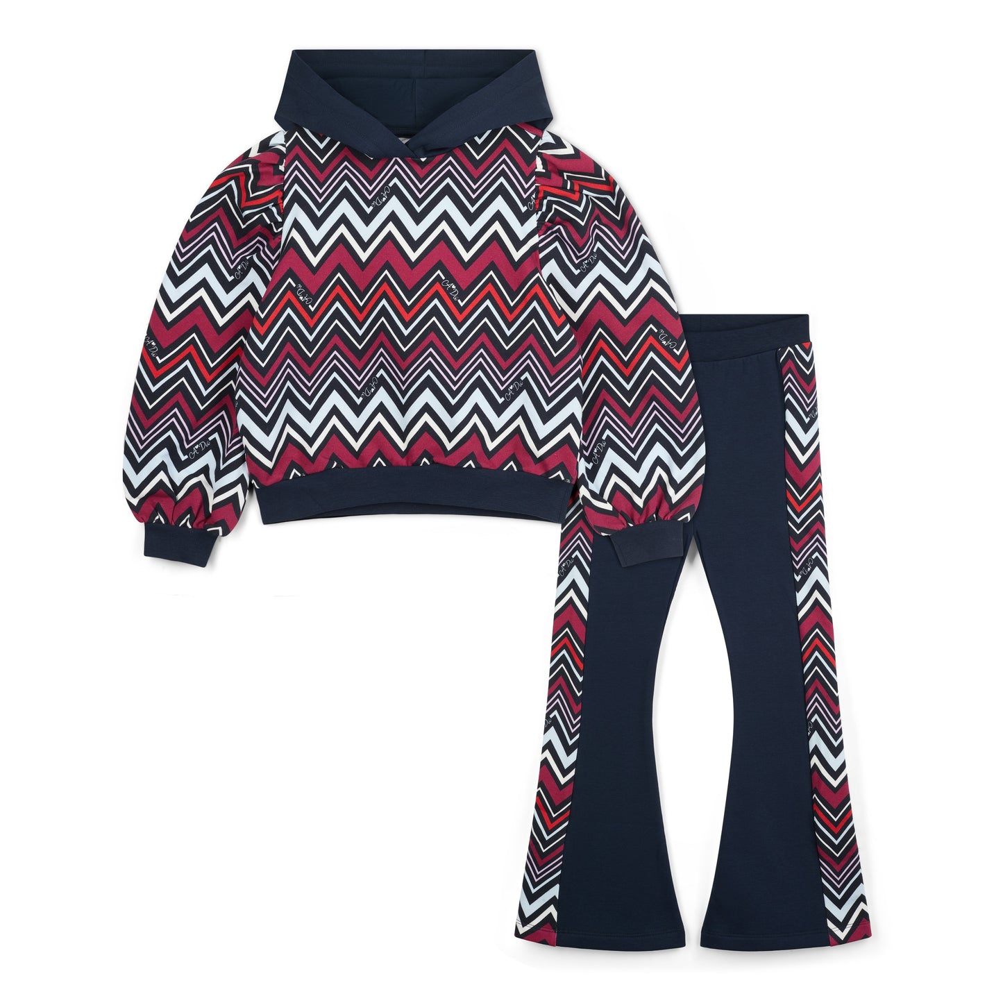 A Dee Coco Chevron Print Hoddie Flare Set