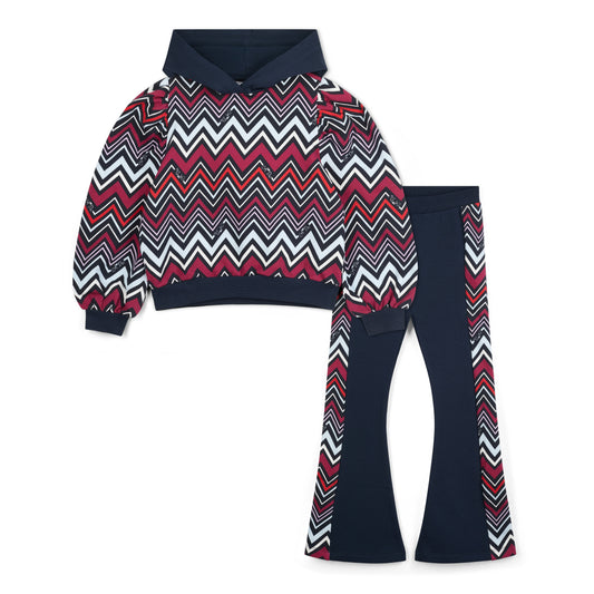 A Dee Coco Chevron Print Hoddie Flare Set