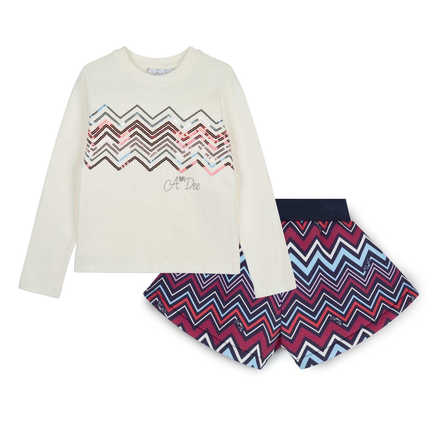 A Dee Clara Navy Chevron Print Short Set