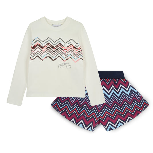 A Dee Clara Navy Chevron Print Short Set