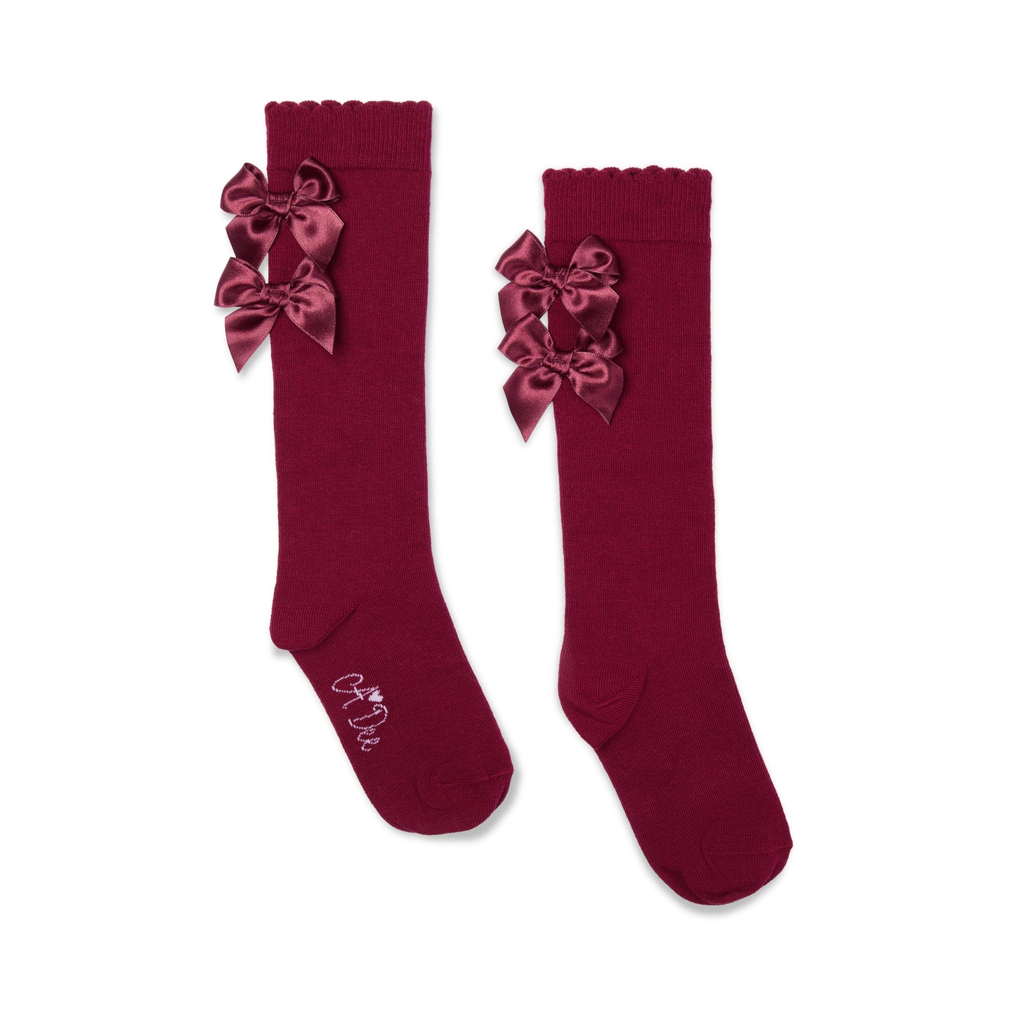 A Dee Ariel Deep Cherry Bow Knee Socks