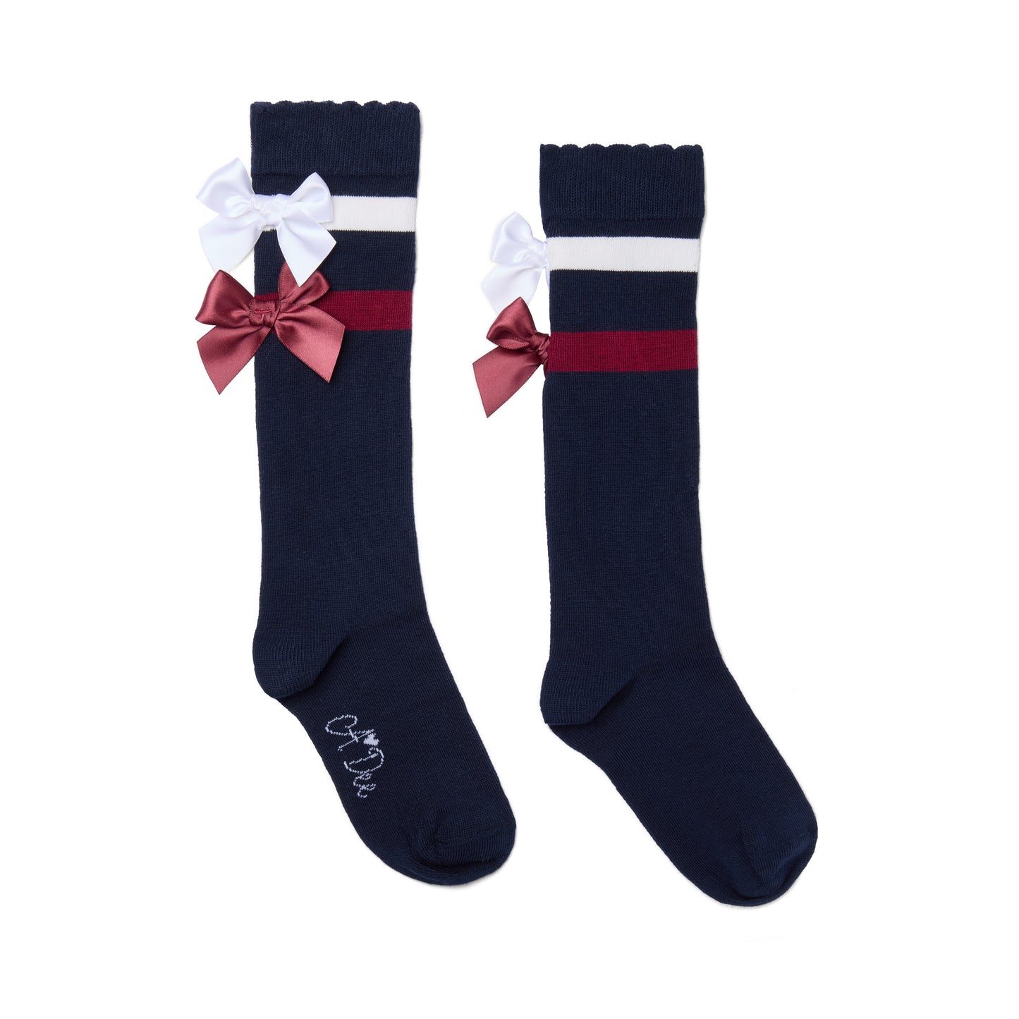 A Dee Astrid Navy Bow Knee Socks