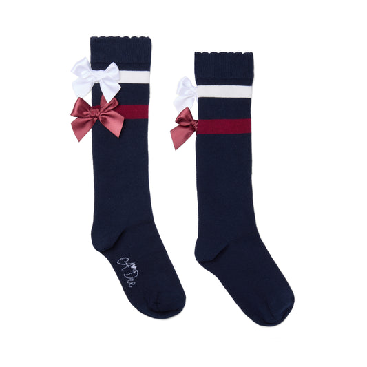 A Dee Astrid Navy Bow Knee Socks