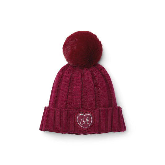 A Dee Bobbie Deep Cherry Knitted Pom Hat