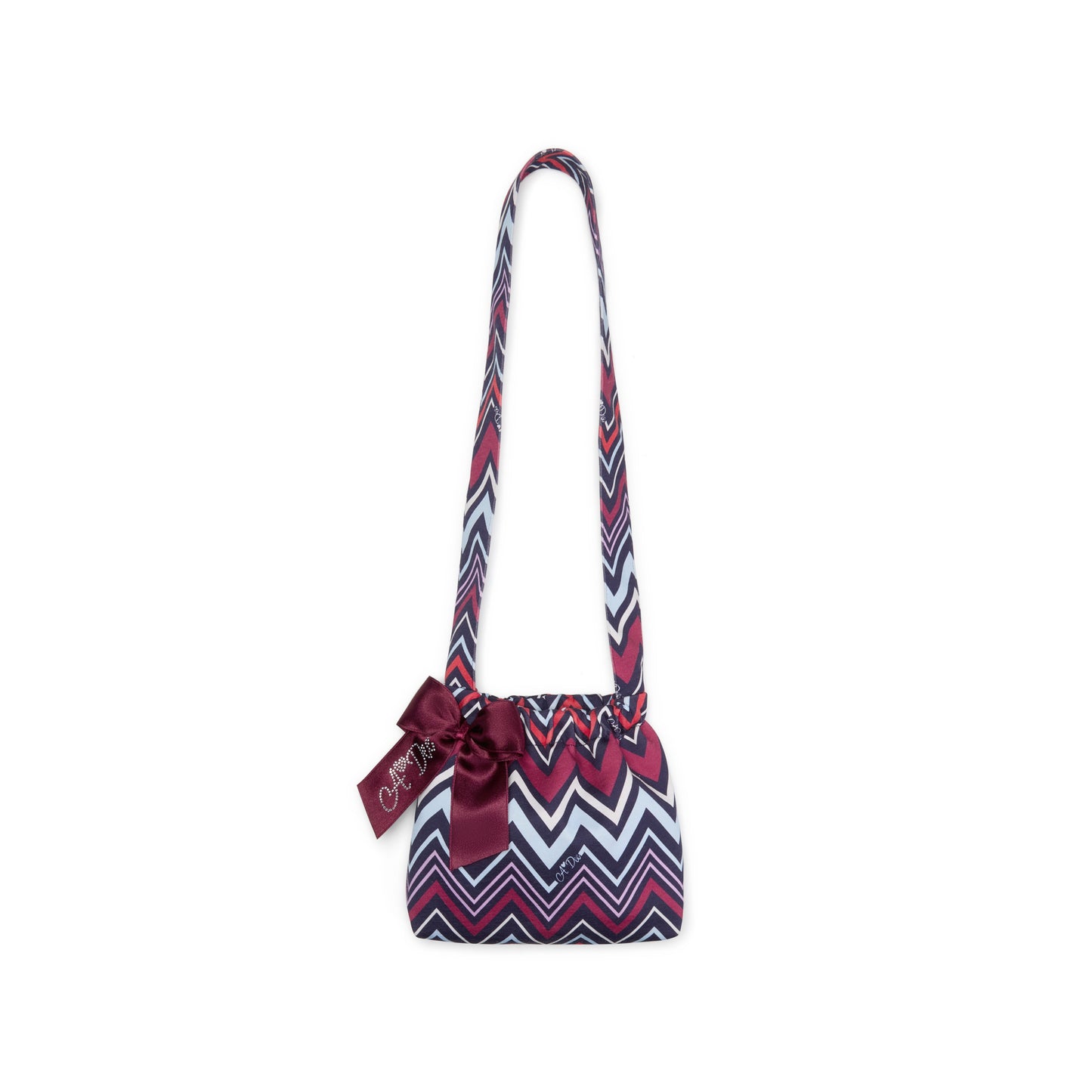 A Dee Brenda Navy Chevron Print Handbag