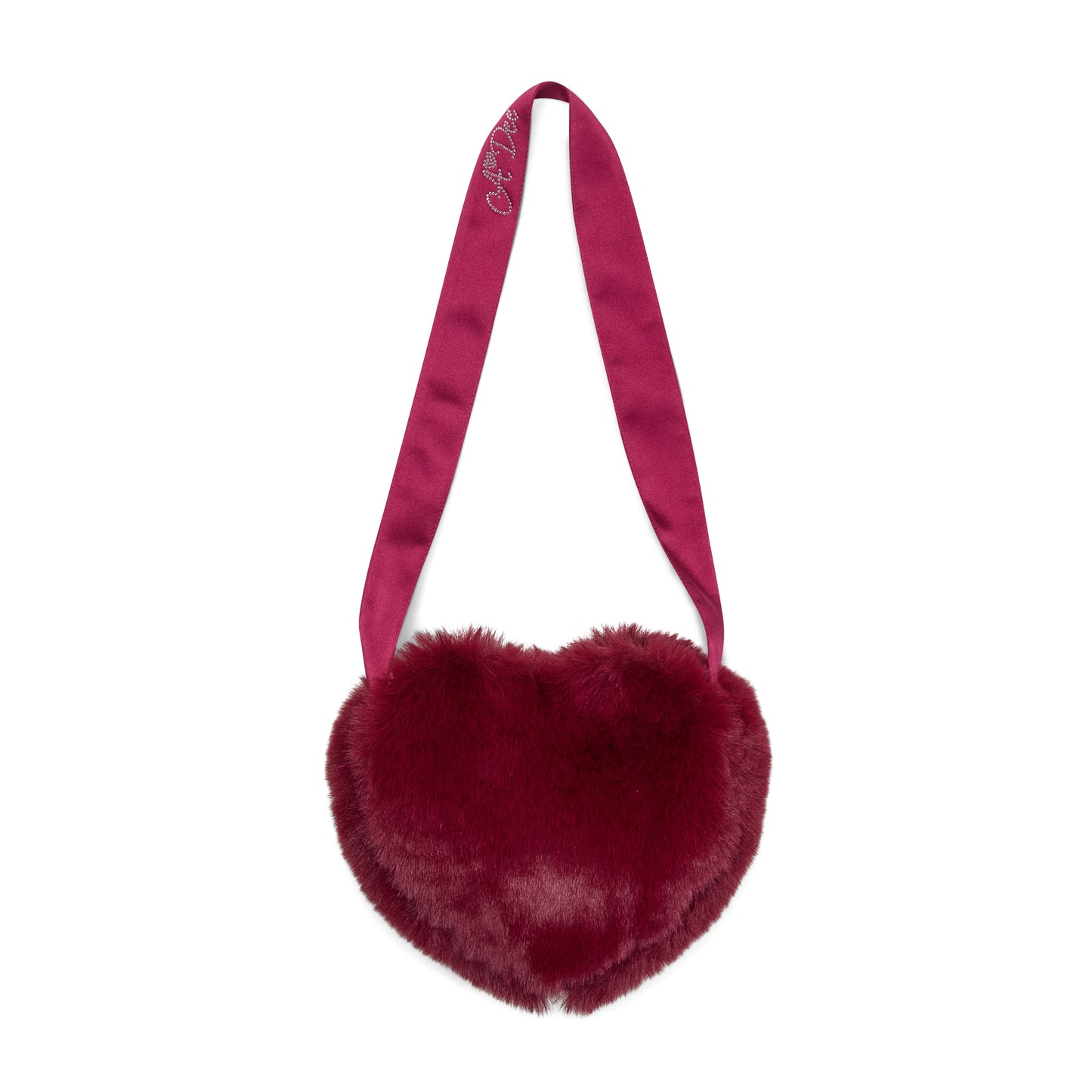A Dee Alma Deep Cherry Faux Fur Heart Handbag