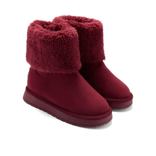 A Dee Fluffie Deep Cherry Fur Trim Boots