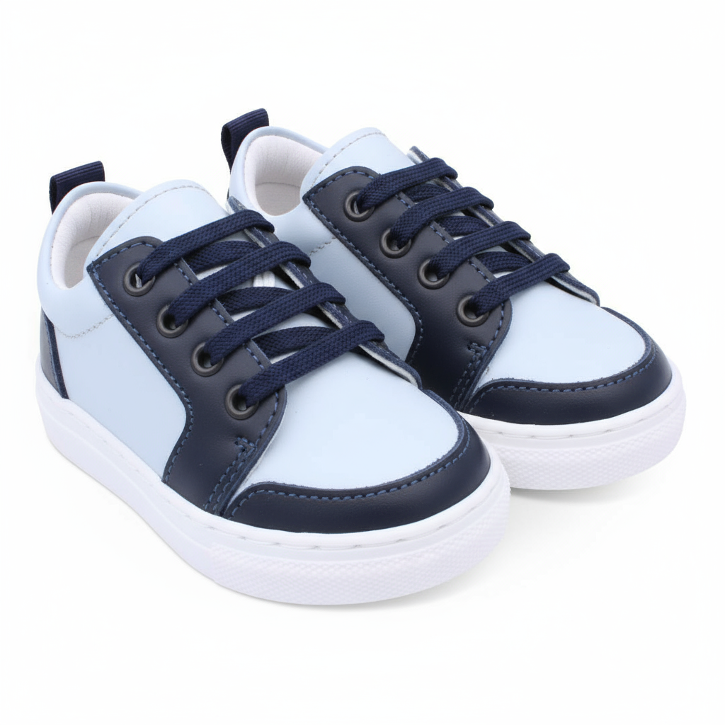 Borboleta Nico Blue & Navy Leather Trainers
