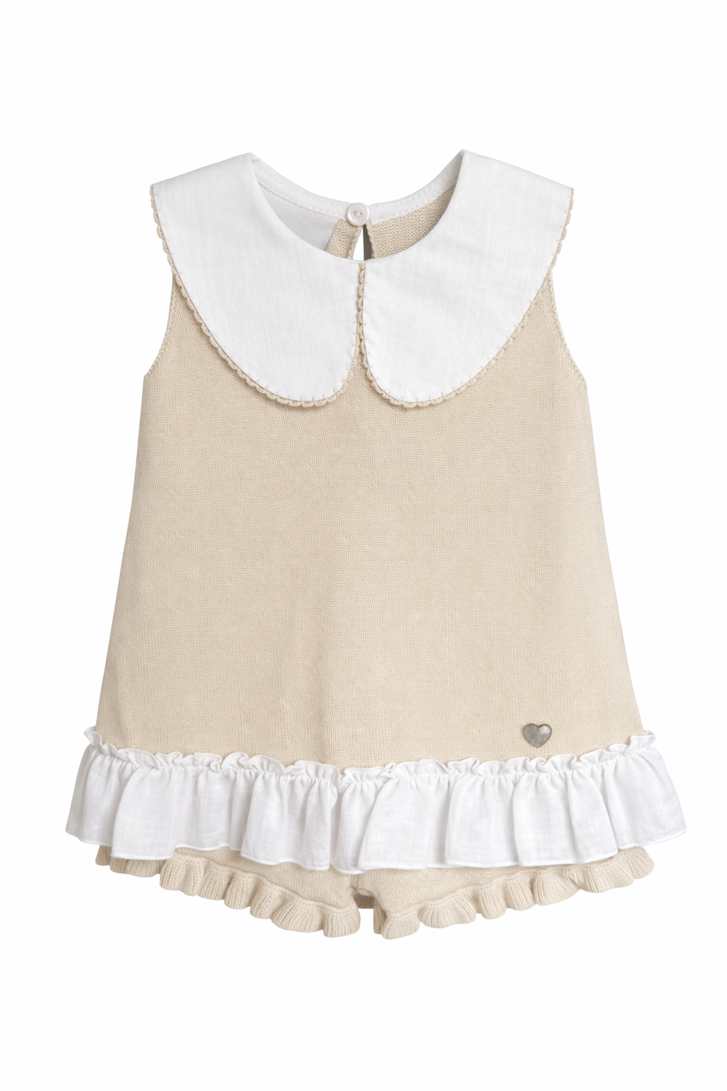 Granlei Beige Collar Bow Short Set