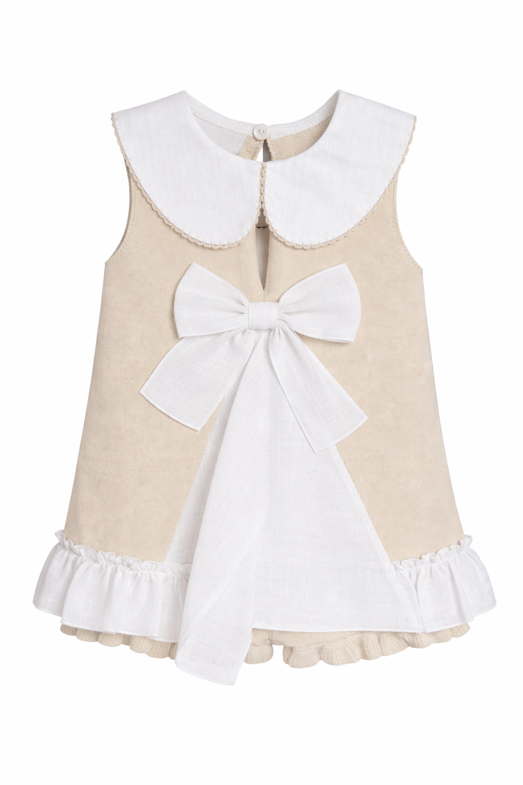 Granlei Beige Collar Bow Short Set