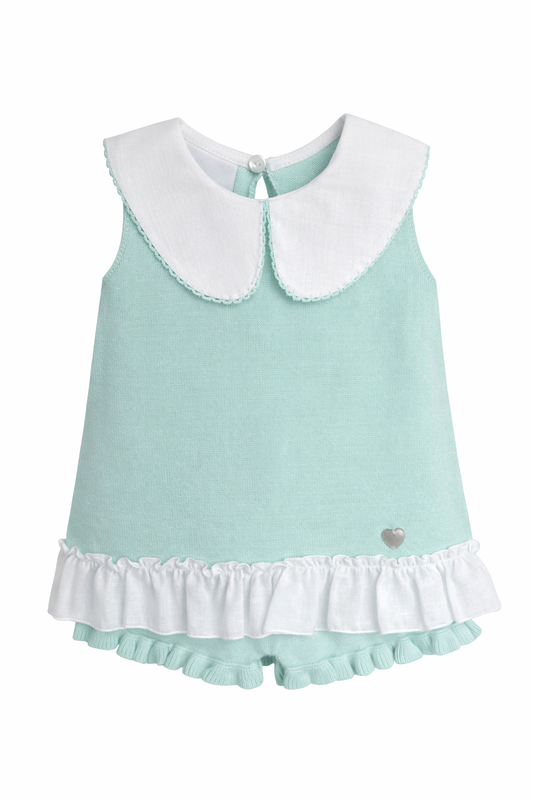 Granlei Mint Green Collar Bow Short Set