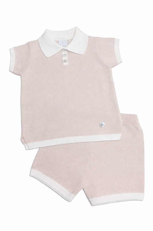 Granlei Beige & Cream Polo Short Set